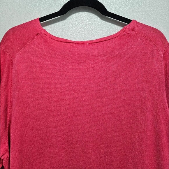 Terra & Sky Mixed Media Longline Layered Knit V Neck Blouse Tie Sides Plus Sz 2X - Picture 10 of 11